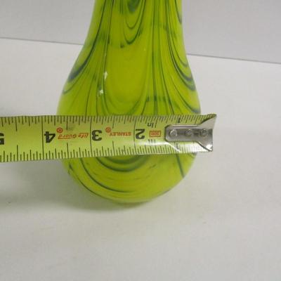 Hand Blown Blue & Green Swirl Vase Approx 16" Tall #6