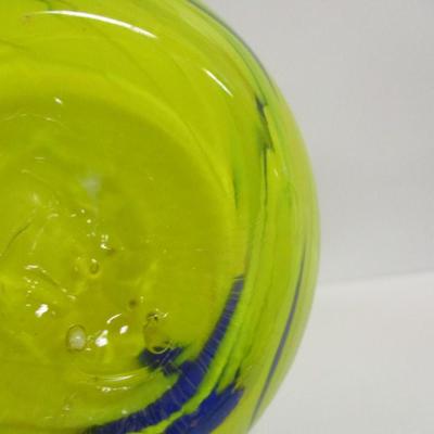 Hand Blown Blue & Green Swirl Vase Approx 16" Tall #6