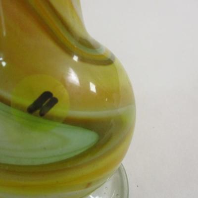 Hand Blown Glass Multi-Colored Marbled Swung Glass Vase Approx 12" Tall #11