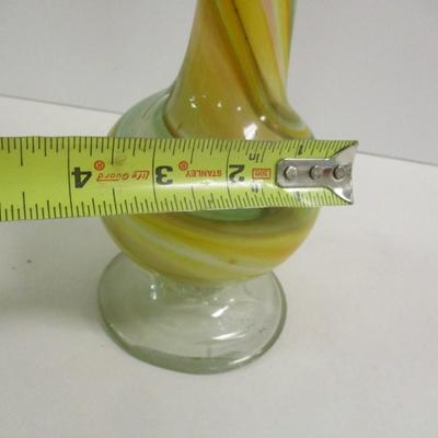 Hand Blown Glass Multi-Colored Marbled Swung Glass Vase Approx 12" Tall #11