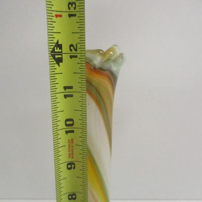 Hand Blown Glass Multi-Colored Marbled Swung Glass Vase Approx 12" Tall #11