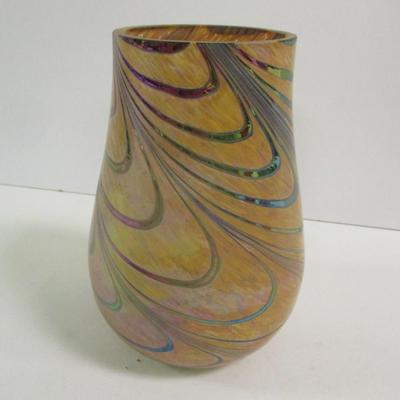 Iridescent Swirl Art Glass Vase #7 1/4" Tall #14