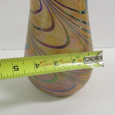 Iridescent Swirl Art Glass Vase #7 1/4" Tall #14
