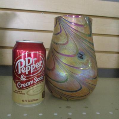 Iridescent Swirl Art Glass Vase #7 1/4" Tall #14
