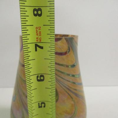Iridescent Swirl Art Glass Vase #7 1/4" Tall #14