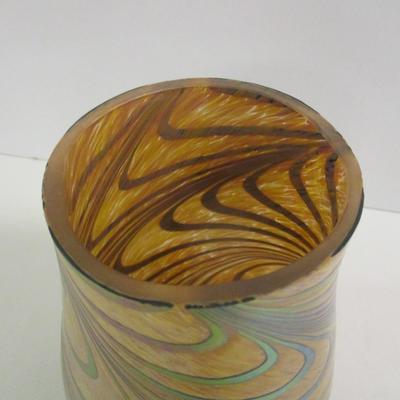 Iridescent Swirl Art Glass Vase #7 1/4" Tall #14