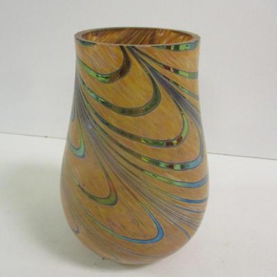 Iridescent Swirl Art Glass Vase #7 1/4" Tall #14