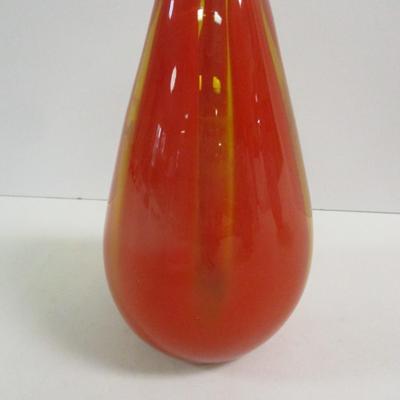 Multi-Colored Orange Yellow Glass Vase Approx 8 3/4" Tall #15