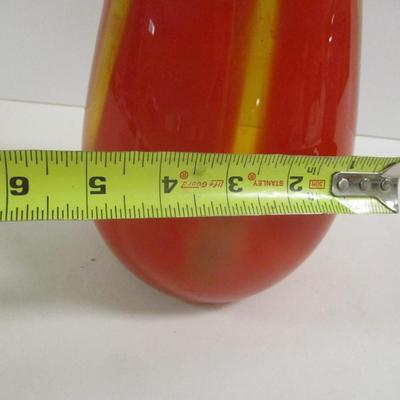 Multi-Colored Orange Yellow Glass Vase Approx 8 3/4" Tall #15