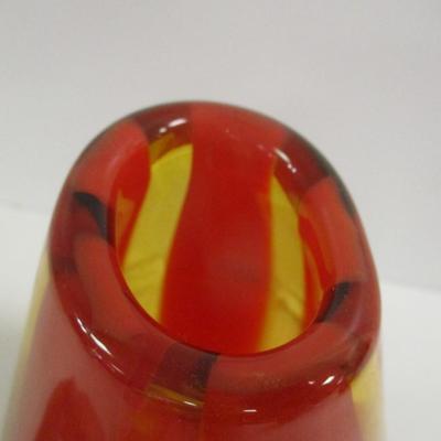 Multi-Colored Orange Yellow Glass Vase Approx 8 3/4" Tall #15