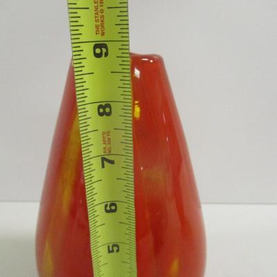 Multi-Colored Orange Yellow Glass Vase Approx 8 3/4" Tall #15