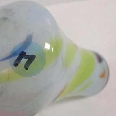 Hand Blown Multi-Colored Murano Ruffled Vase #17