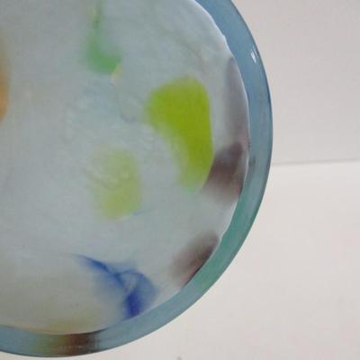 Hand Blown Multi-Colored Murano Ruffled Vase #17