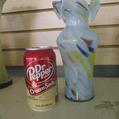 Hand Blown Multi-Colored Murano Ruffled Vase #17