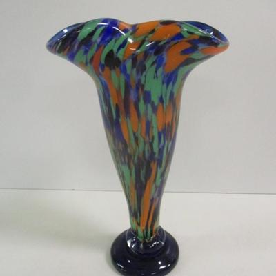 Murano Style Splatter Confetti Vase Approx 11" Tall #19