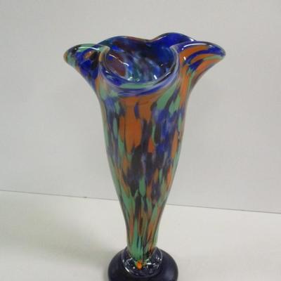 Murano Style Splatter Confetti Vase Approx 11" Tall #19