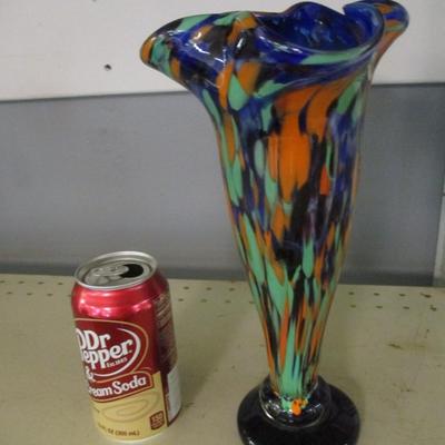 Murano Style Splatter Confetti Vase Approx 11" Tall #19