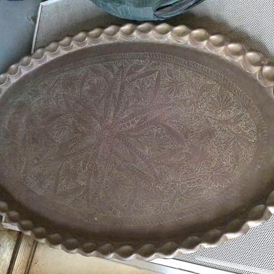 Vintage Oval Brass Tray or Tabletop