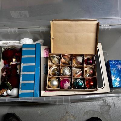 Tub of Christmas decorations