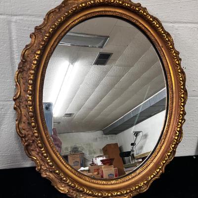 Vintage Borghese Oval Gold Gilt Hanging Mirror