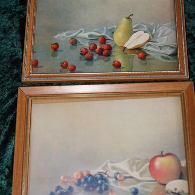 VINTAGE 1950-60'S FRAMED LITHOGRAPH PRINTS OF FRUIT FRAMED