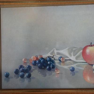 VINTAGE 1950-60'S FRAMED LITHOGRAPH PRINTS OF FRUIT FRAMED