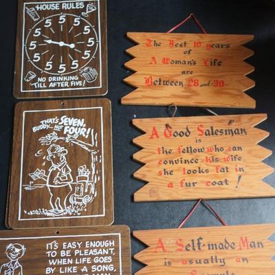 1950-60's PINE JOKE SIGNS THAT WE FOUND HANGING BY THE BAR AREA AT THE HOUSE