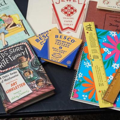 MCM COLLECTIBLE DESK ITEMS SUCH AS A TEACHERS LESSON PLANNER, VINTAGE