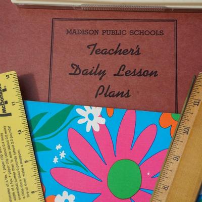 MCM COLLECTIBLE DESK ITEMS SUCH AS A TEACHERS LESSON PLANNER, VINTAGE