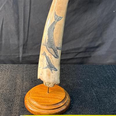 E9-Whale Image on Whale Bone (Scrimshaw)