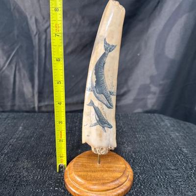 E9-Whale Image on Whale Bone (Scrimshaw)