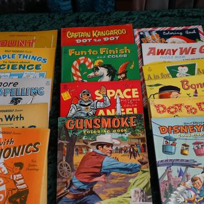 VINTAGE COLORING BOOKS OF POPULAR CHARACTERS/ LESSON BOOKS