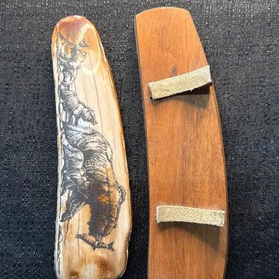 E10-Image of Bears on Whale Bone (Scrimshaw)