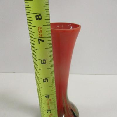Hand Blown Multi-Colored Vase Approx 7 1/2" Tall #25