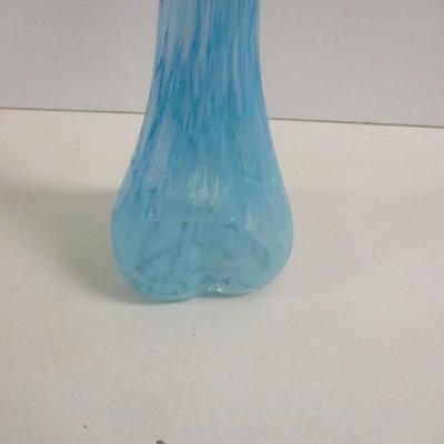 Mid Century Blue Marble Glass Swung Kelvin's Vase Approx 11" #26