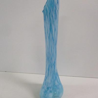Mid Century Blue Marble Glass Swung Kelvin's Vase Approx 11" #26
