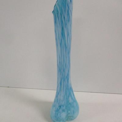 Mid Century Blue Marble Glass Swung Kelvin's Vase Approx 11" #26