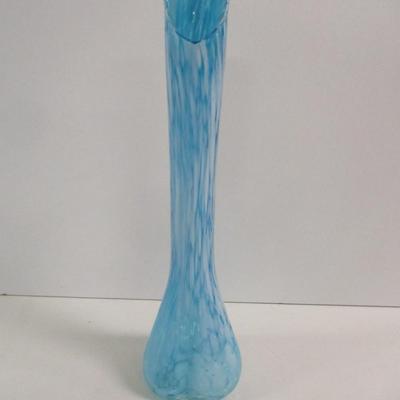 Mid Century Blue Marble Glass Swung Kelvin's Vase Approx 11" #26