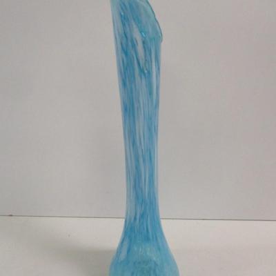 Mid Century Blue Marble Glass Swung Kelvin's Vase Approx 11" #26