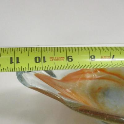 Hand Blown Orange & Clear Sooner Stretch Glass Vase #30