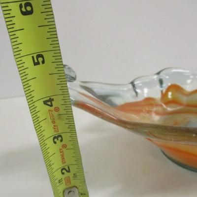 Hand Blown Orange & Clear Sooner Stretch Glass Vase #30