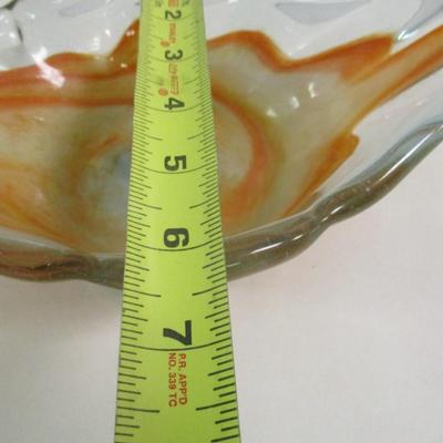 Hand Blown Orange & Clear Sooner Stretch Glass Vase #30