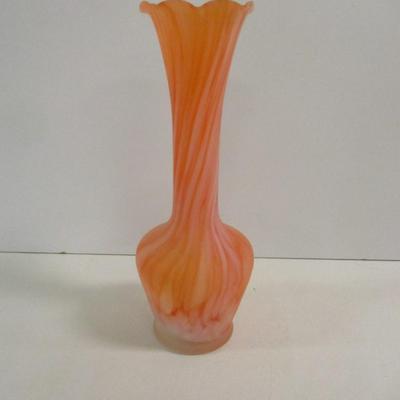 Cream To Orange Swirl Design Vase Approx 7 3/4" #31