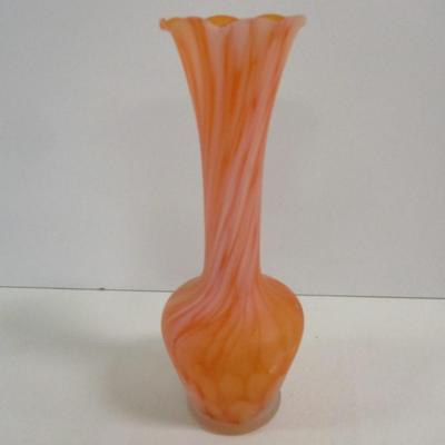 Cream To Orange Swirl Design Vase Approx 7 3/4" #31