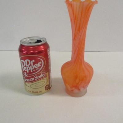 Cream To Orange Swirl Design Vase Approx 7 3/4" #31