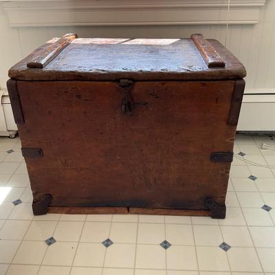 UD738 Early Antique Primitive Chest with Iron Hardware