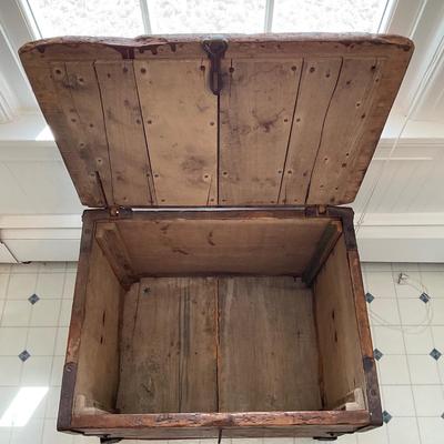 UD738 Early Antique Primitive Chest with Iron Hardware