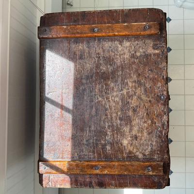UD738 Early Antique Primitive Chest with Iron Hardware