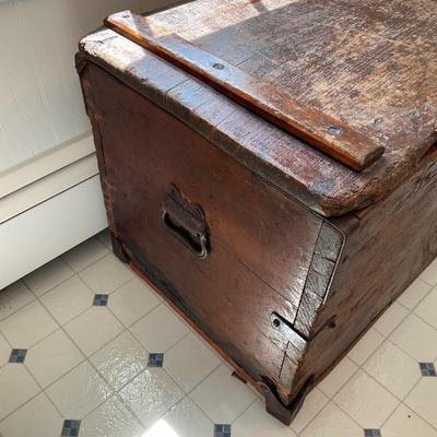 UD738 Early Antique Primitive Chest with Iron Hardware