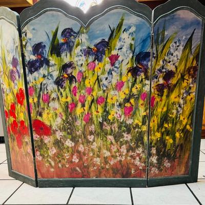 Floral Tri-Fold Screen